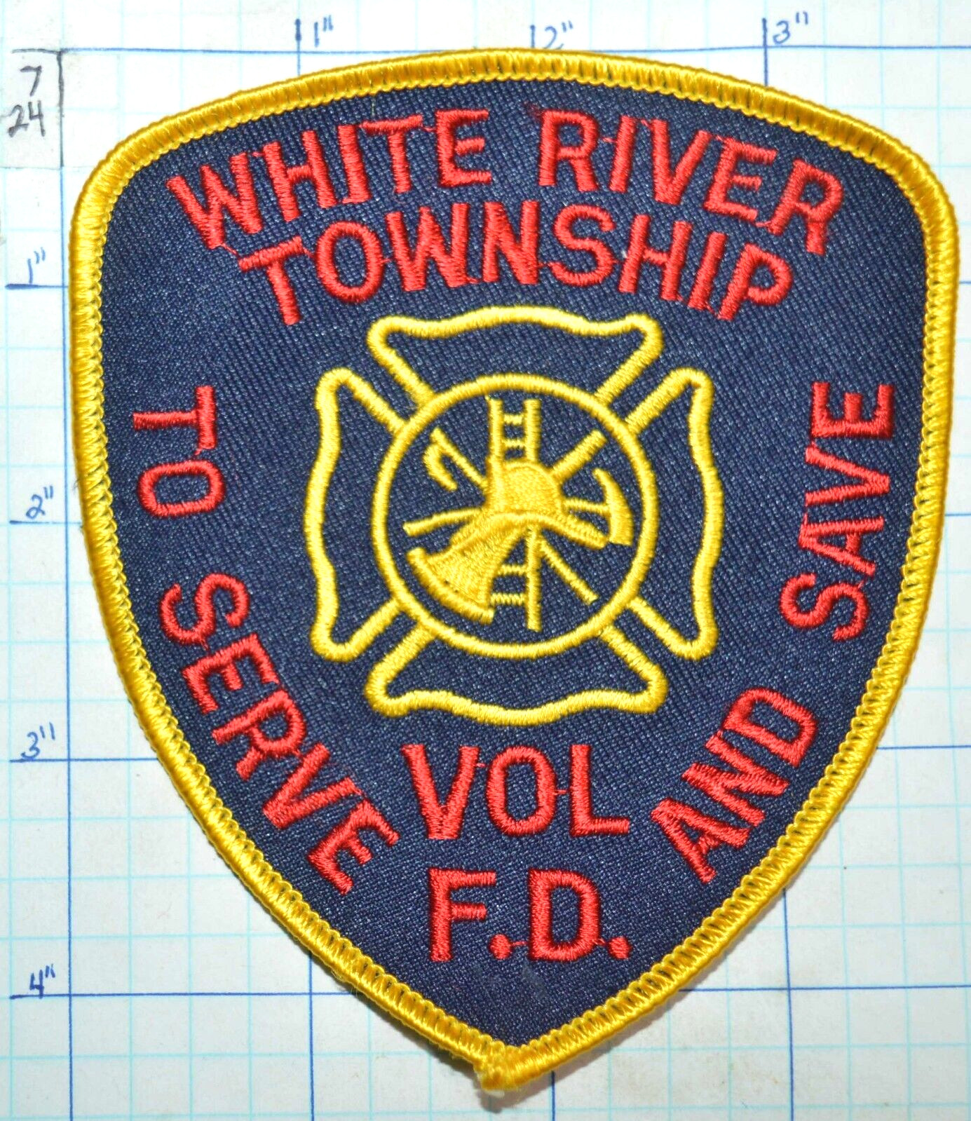 INDIANA, WHITE RIVER TOWNSHIP VOL FIRE DEPT VINTAGE PATCH