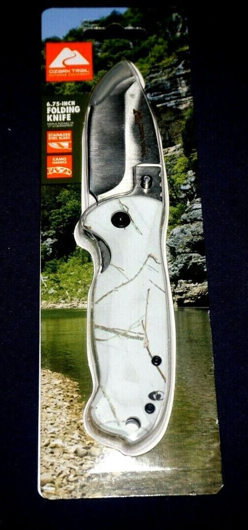 OZARK TRAIL CAMO HANDLE CLIP 6.75" FOLDING KNIFE STAINLESS STEEL 2.75" BLADE