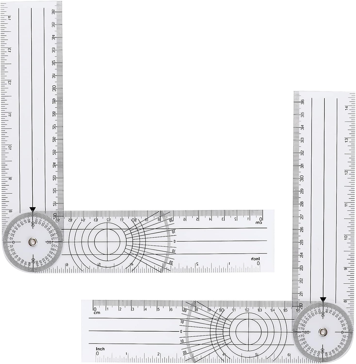 2Pcs Clear Plastic Goniometer Quick Angle Protractor Angle Finder Angle Ruler Ca