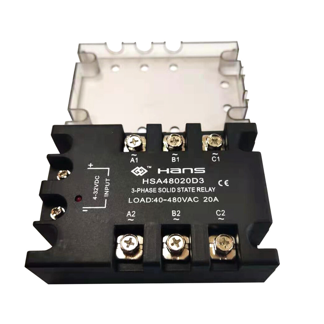 Three-phase solid state relayy 20A~30A DC-AC 4-32VDC/40-480VAC