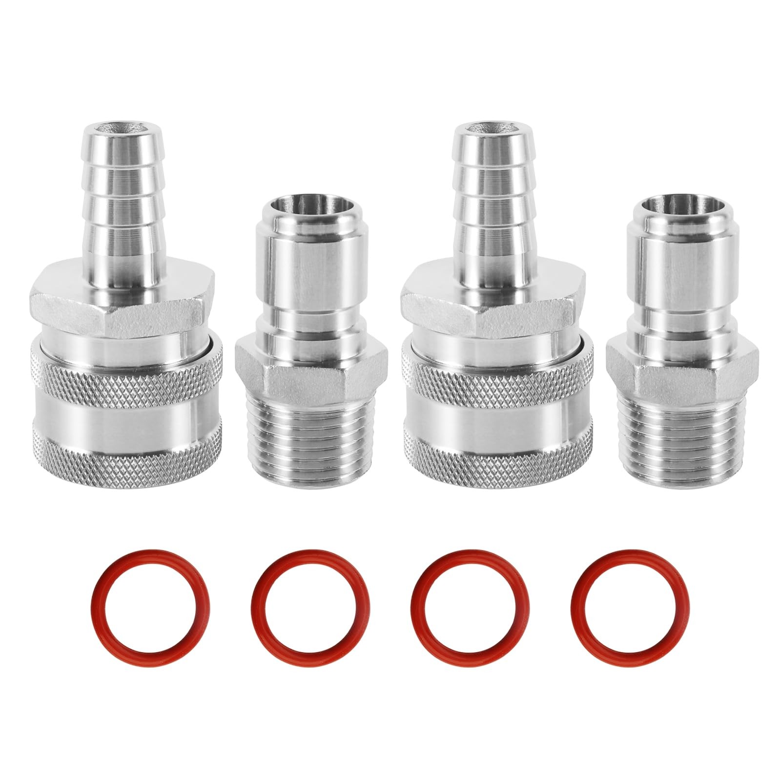2 Pair Stainless Steel Quick Disconnect Set with 1/2 MPT Male Thread Quick Di...