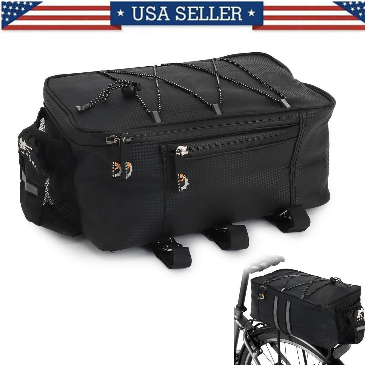 Waterproof Bicycle Rear Rack Seat Bag Bike Cycling Storage Pouch Universal Black