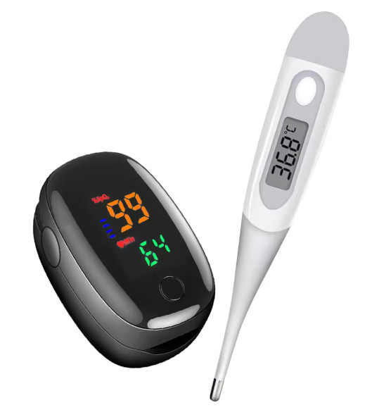 OLED Finger Pulse Oximeter Blood Oxygen Monitor SpO2 Thermometer Electronic Soft