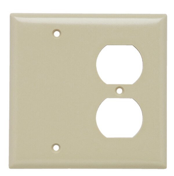 P&S IVORY Standard 2-Gang Duplex Receptacle Blank Cover Plastic Wallplate SP138