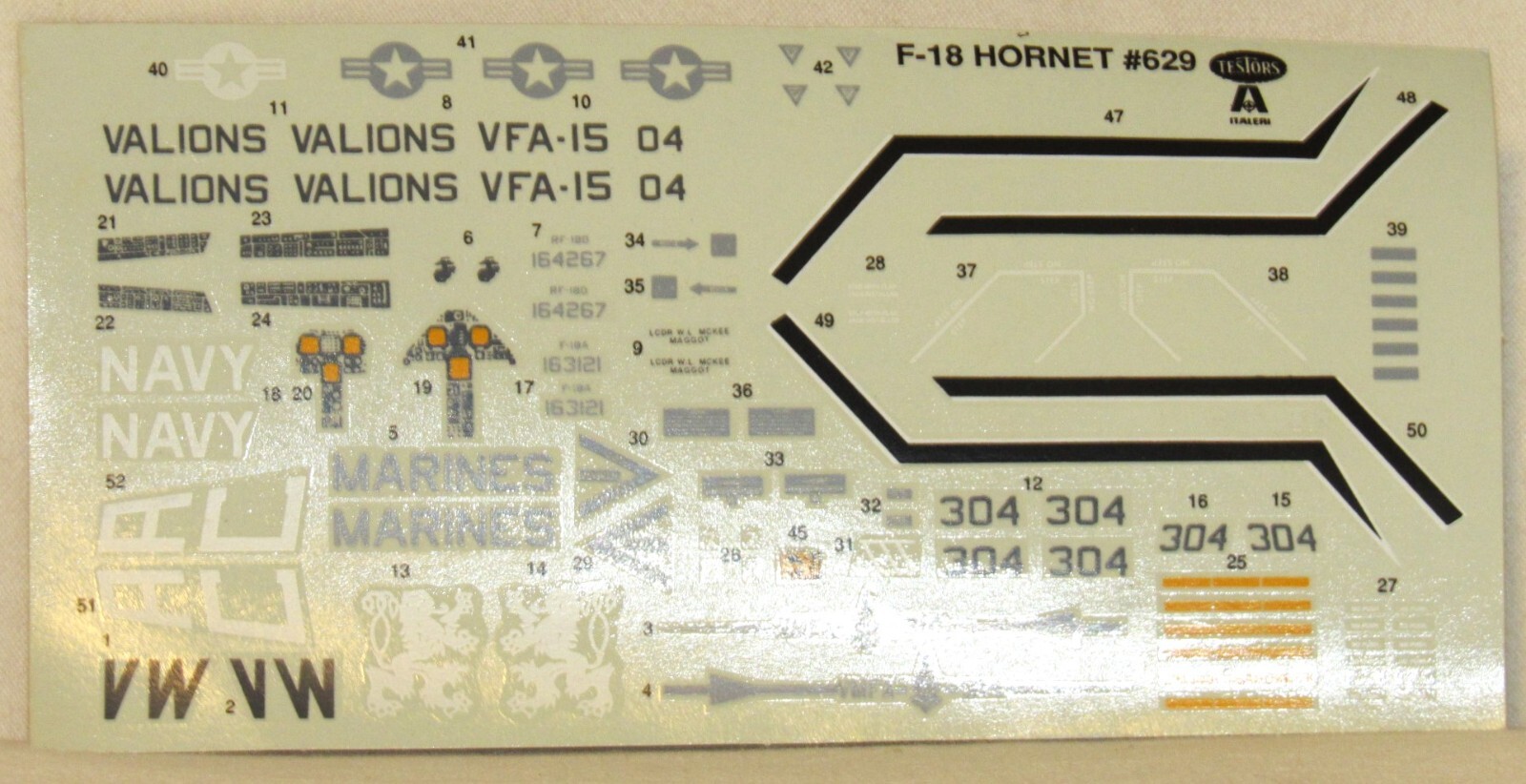 Testors #629 F-18 Hornet Decals - New