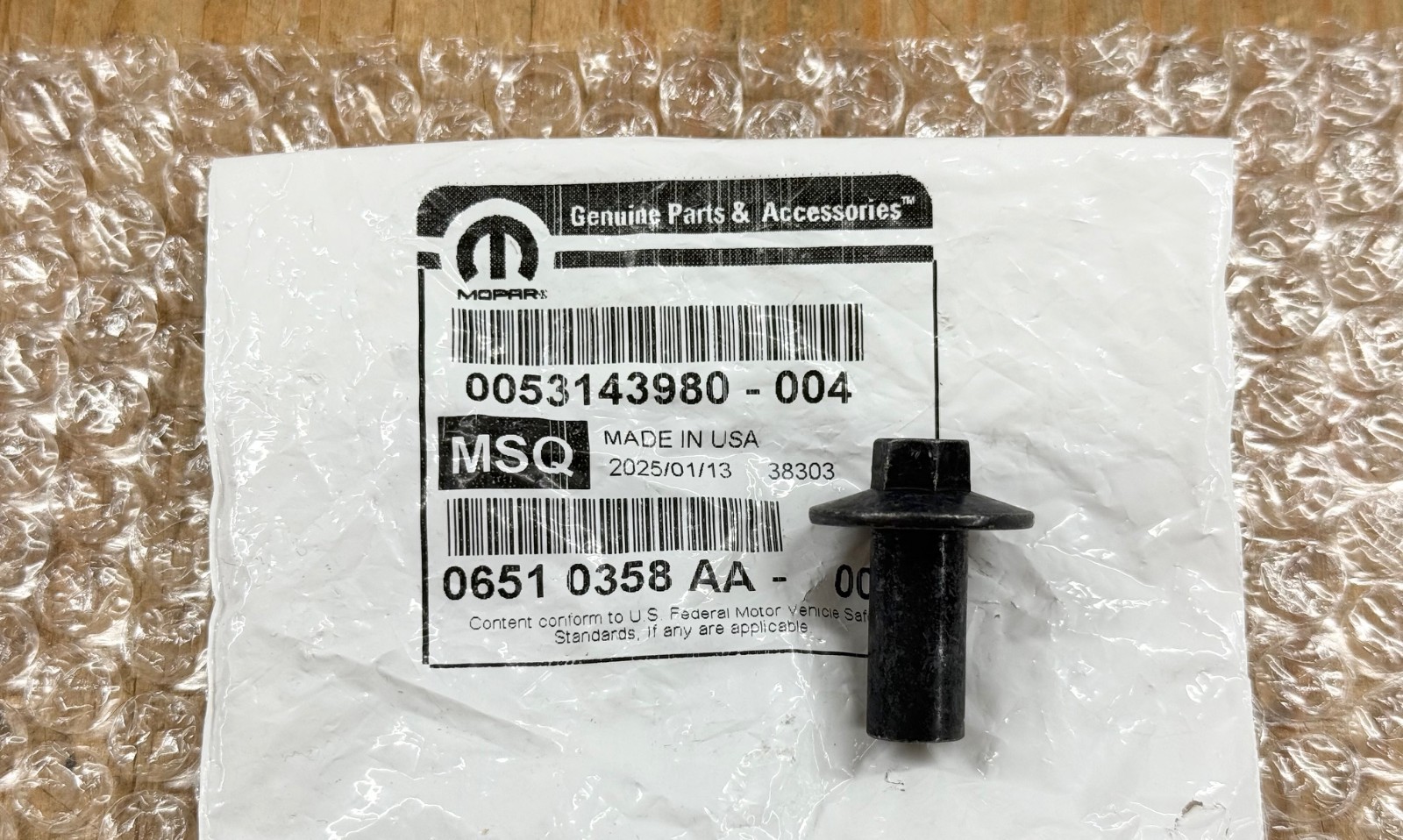 HEX NUT for 2007-2018 JEEP WRANGLER JK (M6X1.00X24.00) GENUINE MOPAR 6510358AA