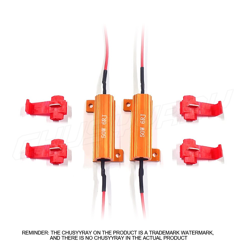 (2)6OHM 50WATT LED LIGHT LOAD RESISTOR LED TAIL/TURN SIGNAL HYPER FLASH FIX KIT