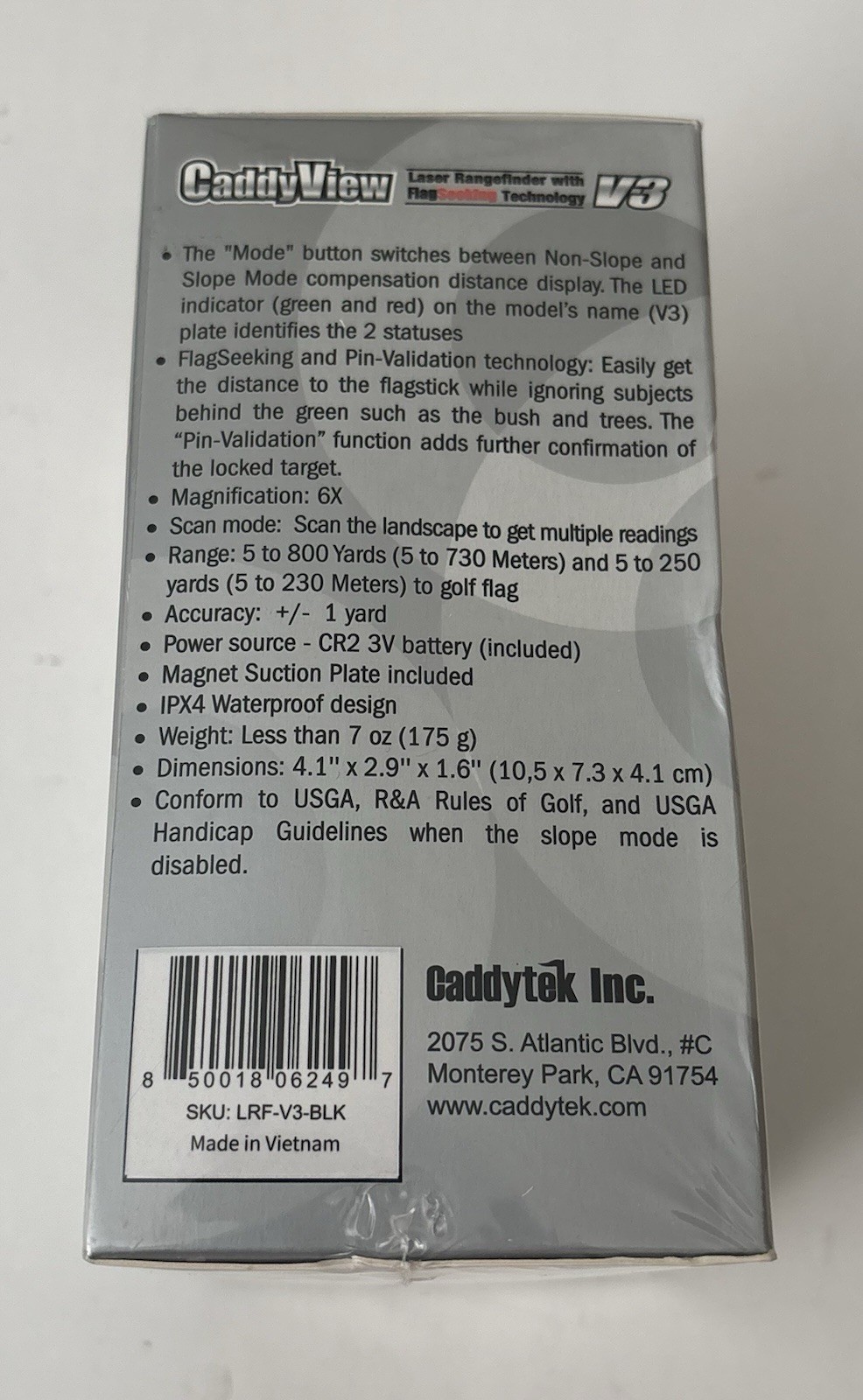 CaddyTek CaddyView Laser Rangefinder V3 Black - New Sealed