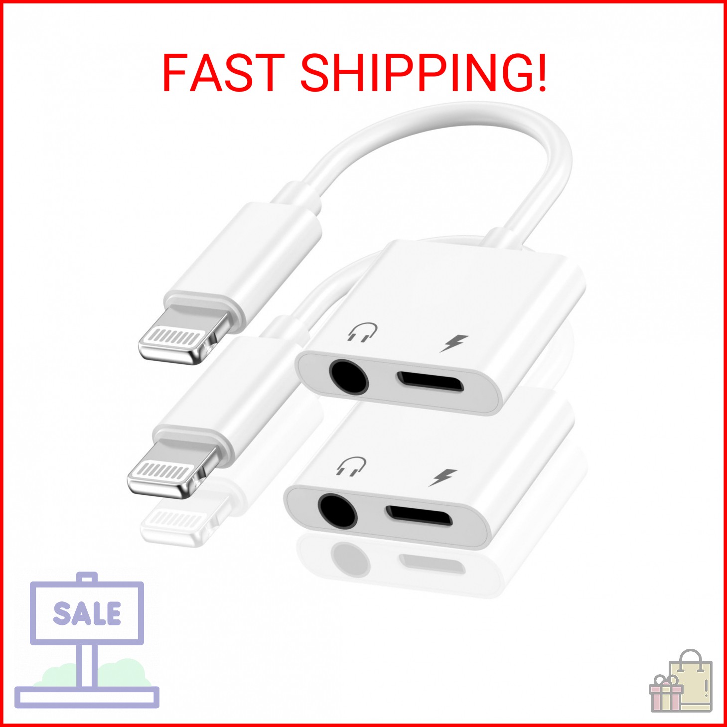 [Apple MFi Certified] iPhone Headphones Adapter, 2 Pack 2 in 1 Lightning to 3.5
