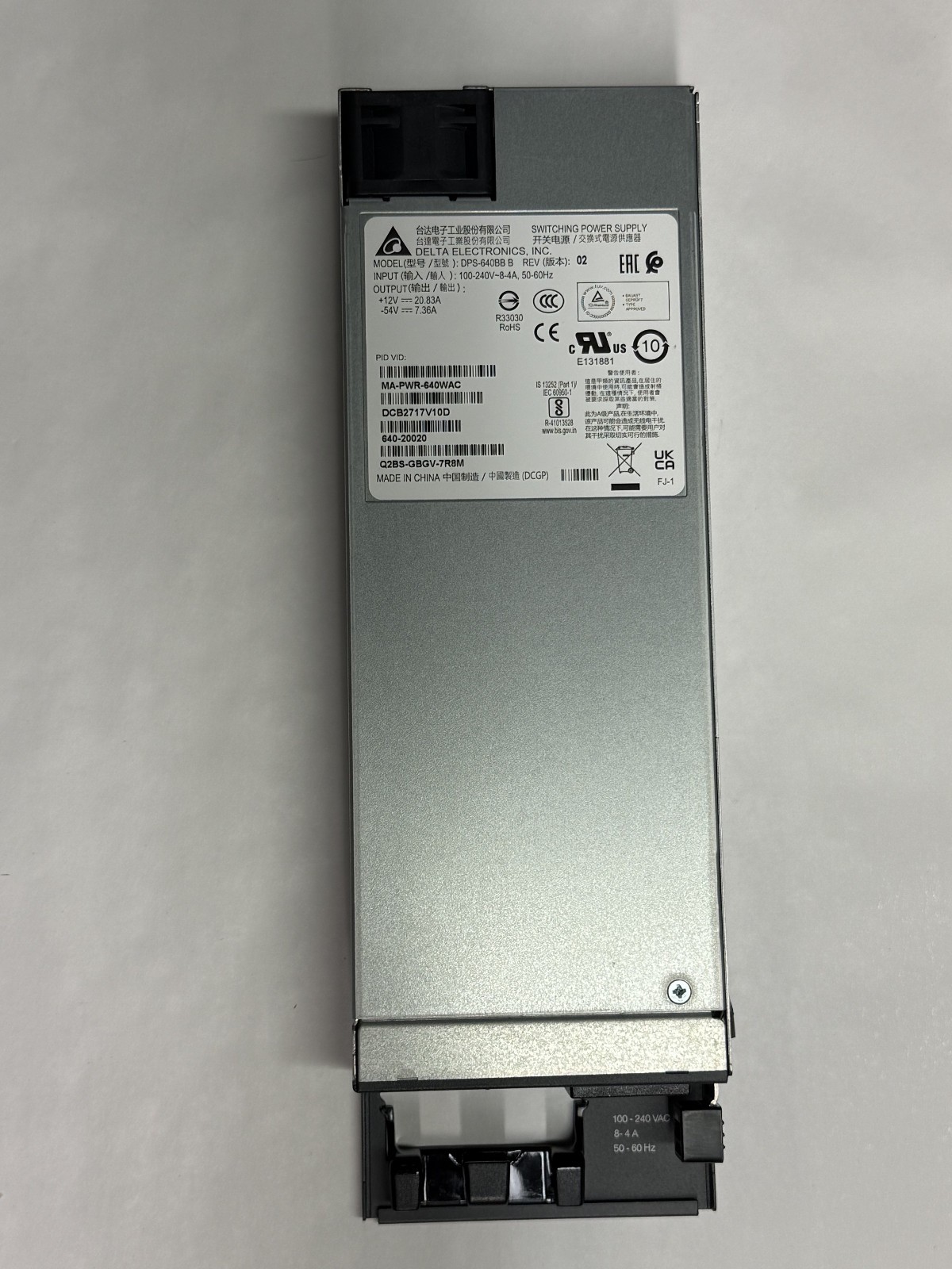 NEW CISCO Meraki Delta DPS-640BB MA-PWR-640WAC Power Supply