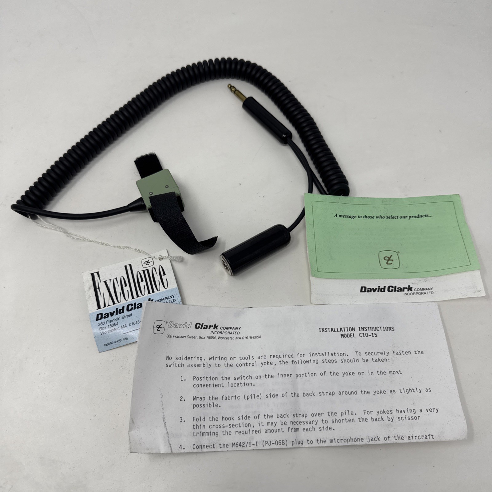 David Clark C10-15 PTT (Push to Talk) SWITCH