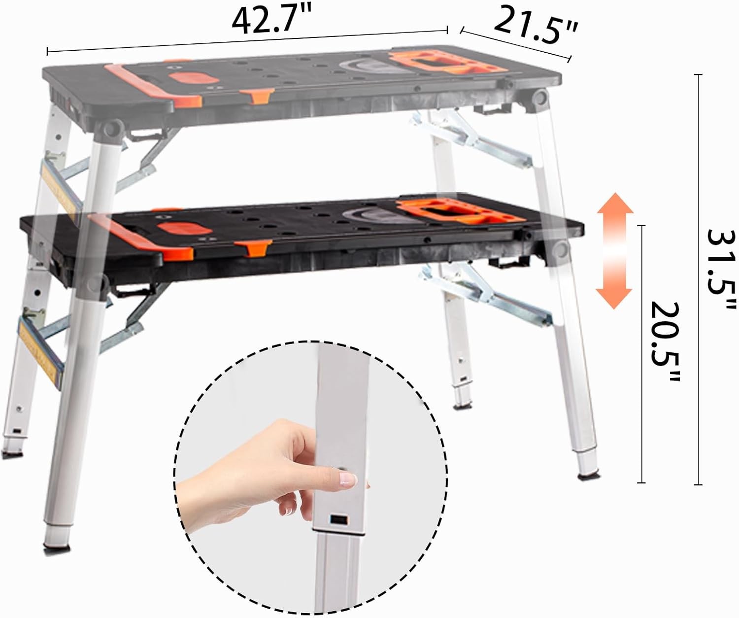 TECSPACE 7 in 1 Black Portable Multifunctional Workbench, Folding Work Table