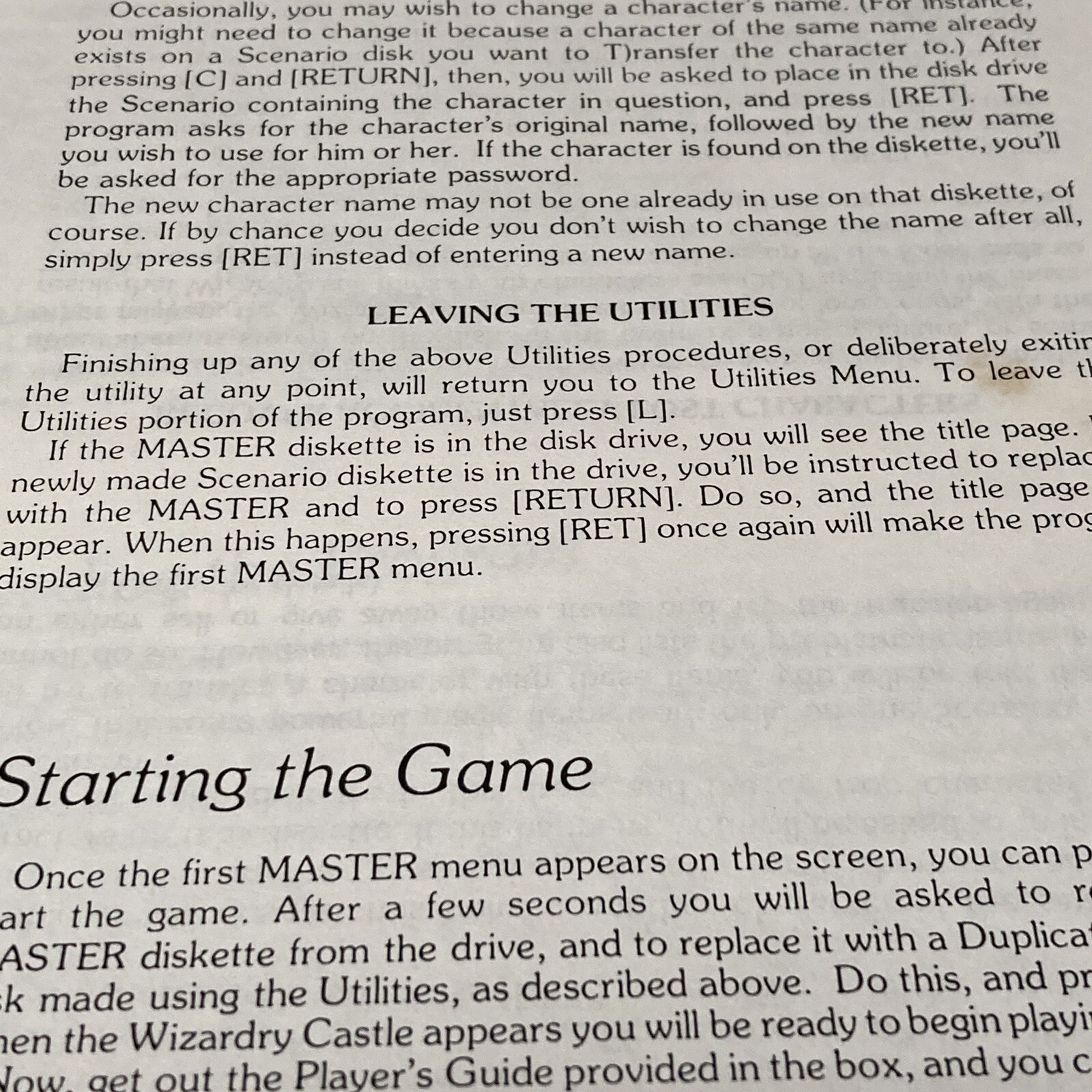 Sir-Tech Computer Game / Wizardry Xeroxed Booklet (IBM PC)
