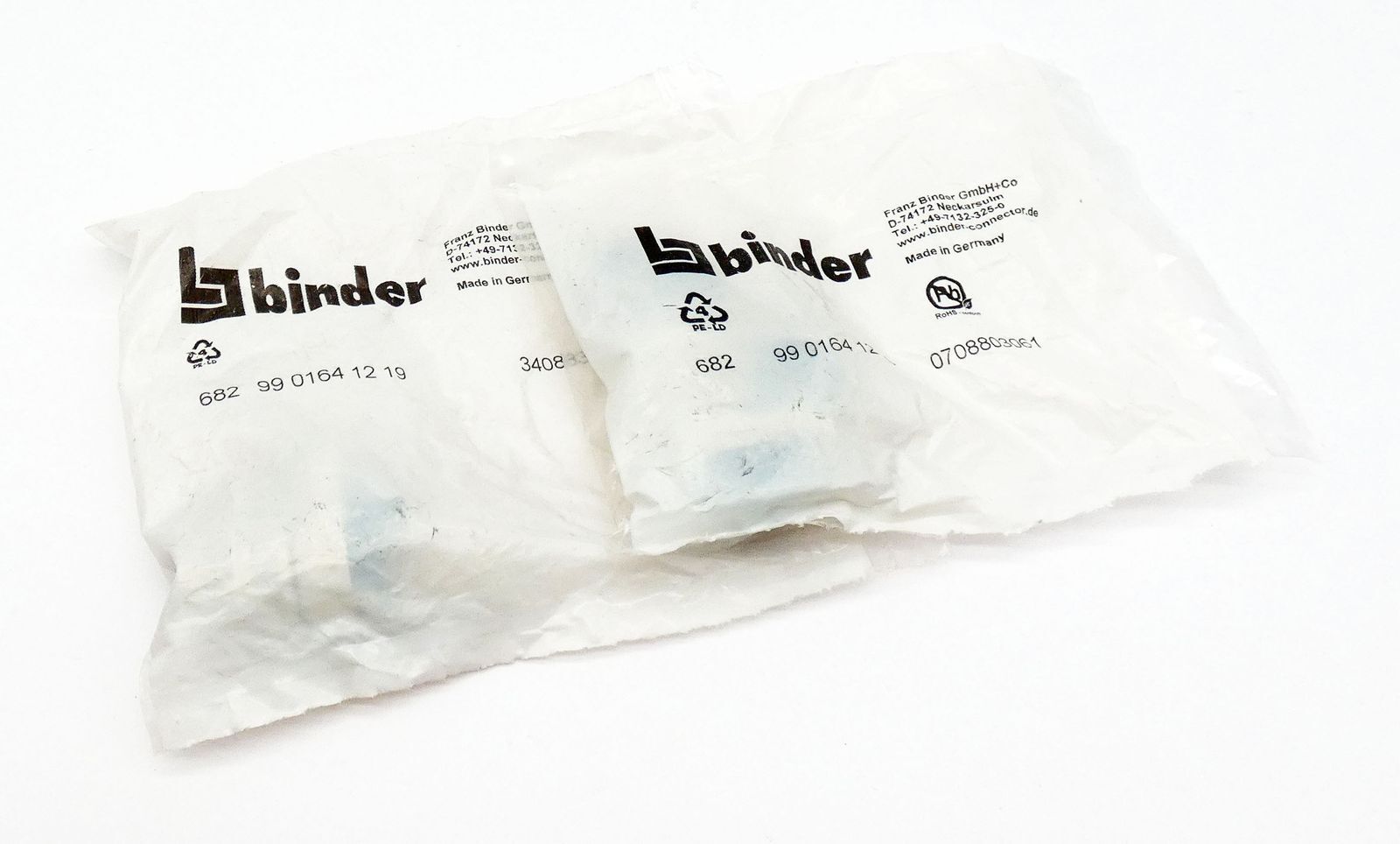 2x Binder 99 0164 12 19 M16 Angle Socket Shieldable Connector -Unused/Original Packaging-