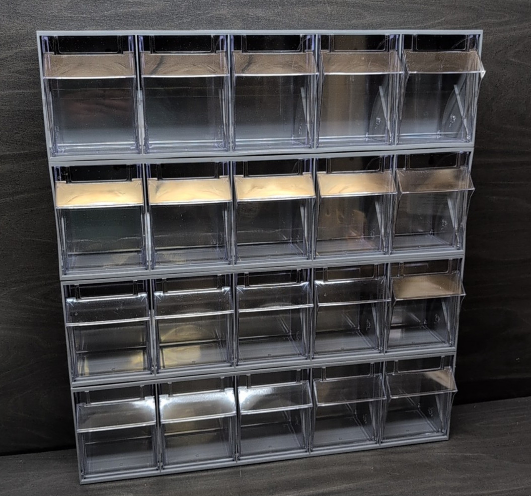 4X Quantum Storage QTB305GY Clear Tip Out Bins, Gray - 5.25 x 23.62 x 6.5 in.