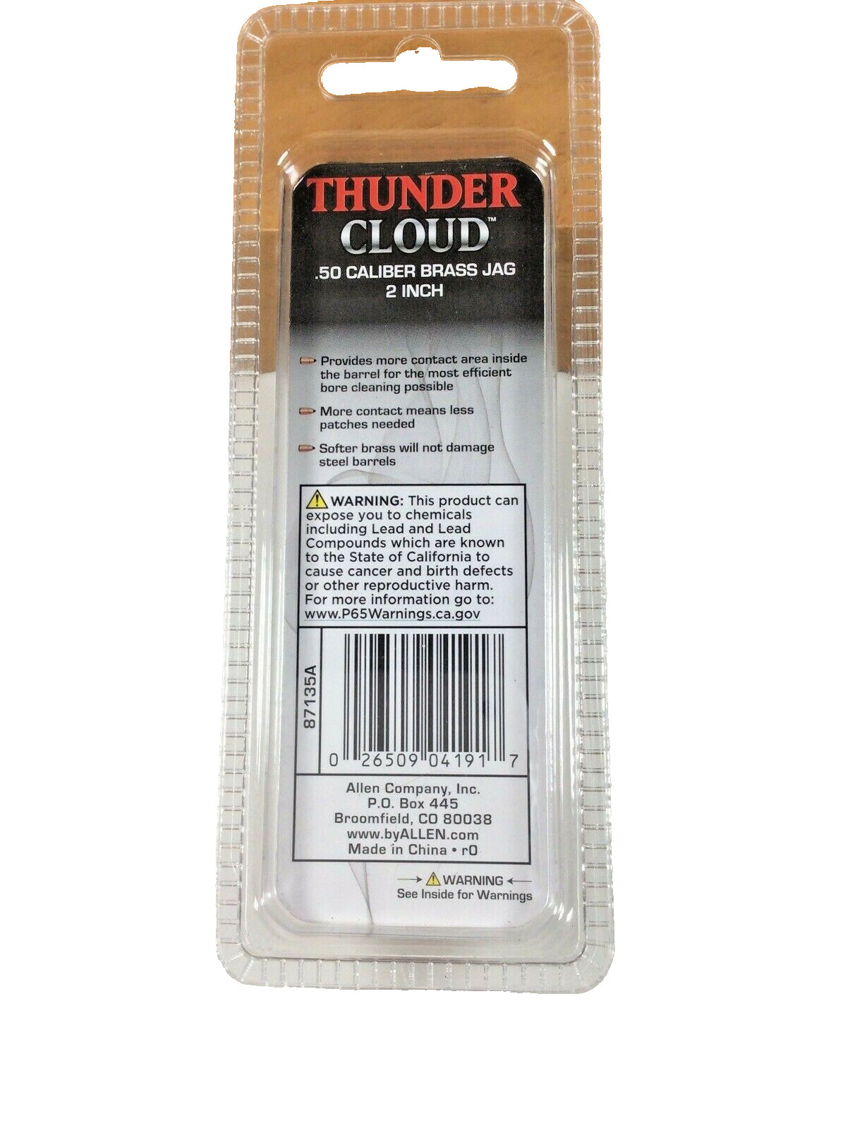 NEW ALLEN Thunder Cloud # 87135A Muzzleloader .50 Cal Brass Jag 10-32 2”