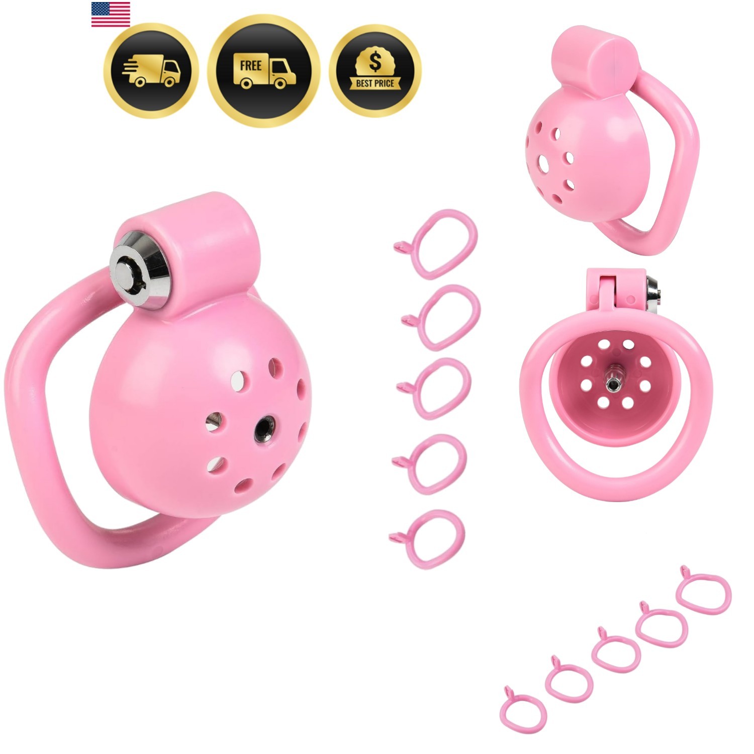 Male Chastity Device Pink Breathable Micro Cage Waterproof for Men