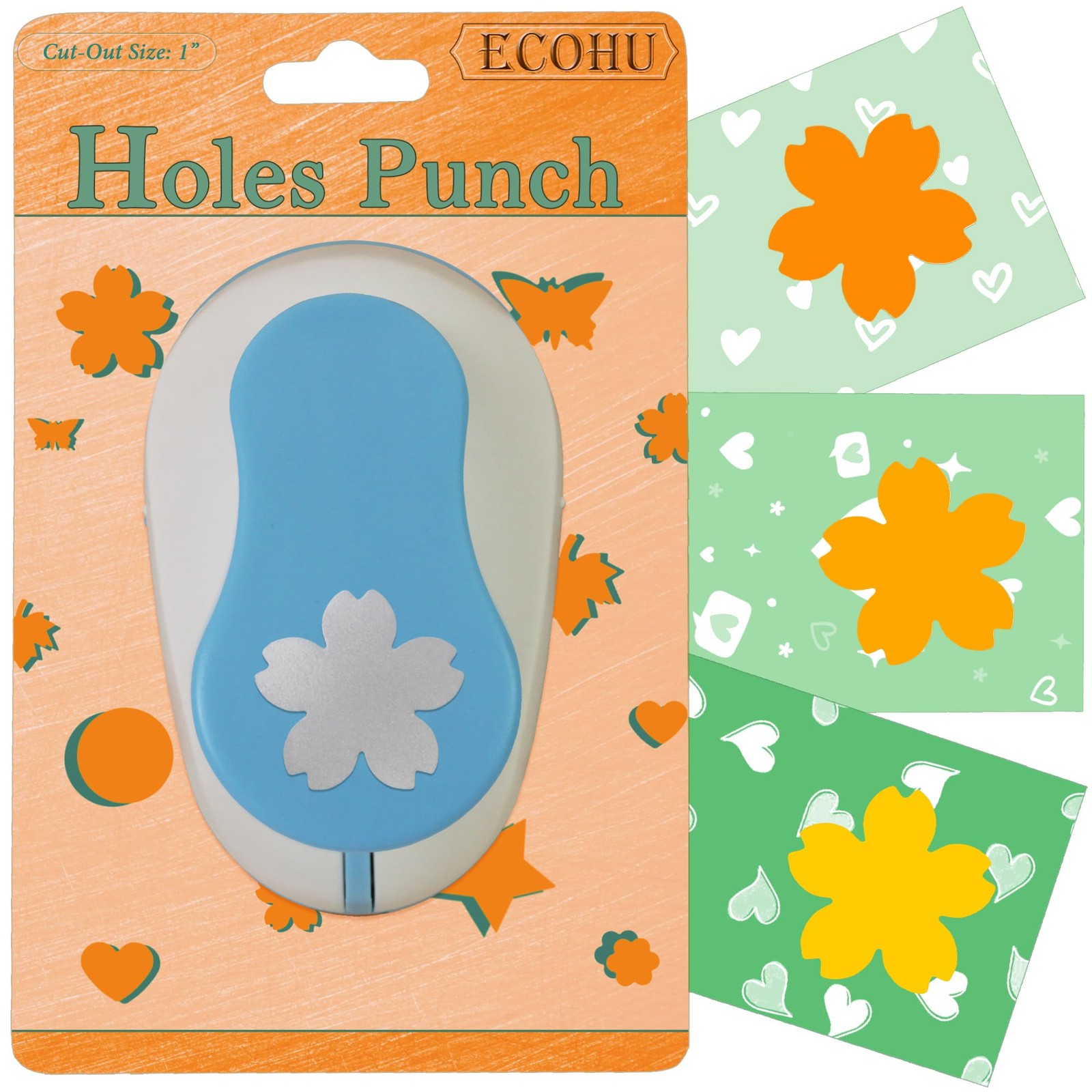 ECOHU Flower Hole Punch for Craft Size Out 1-Inch, Cherry Blossoms Paper Punc...