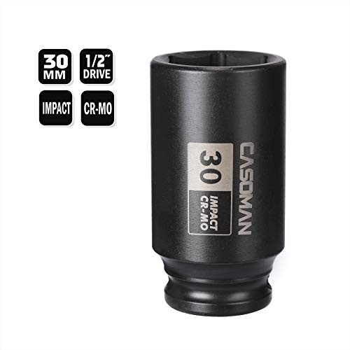 1/2" Drive x 30 mm Deep 6 PT Impact Socket, CR-MO, 30 mm (Deep) 6-Point Socket