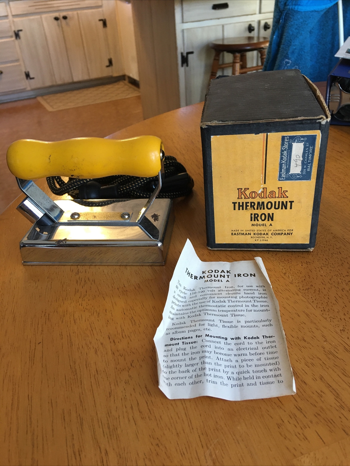Antique Kodak Thermount Iron Model A Eastman Kodak Company Rochester NY Vintage