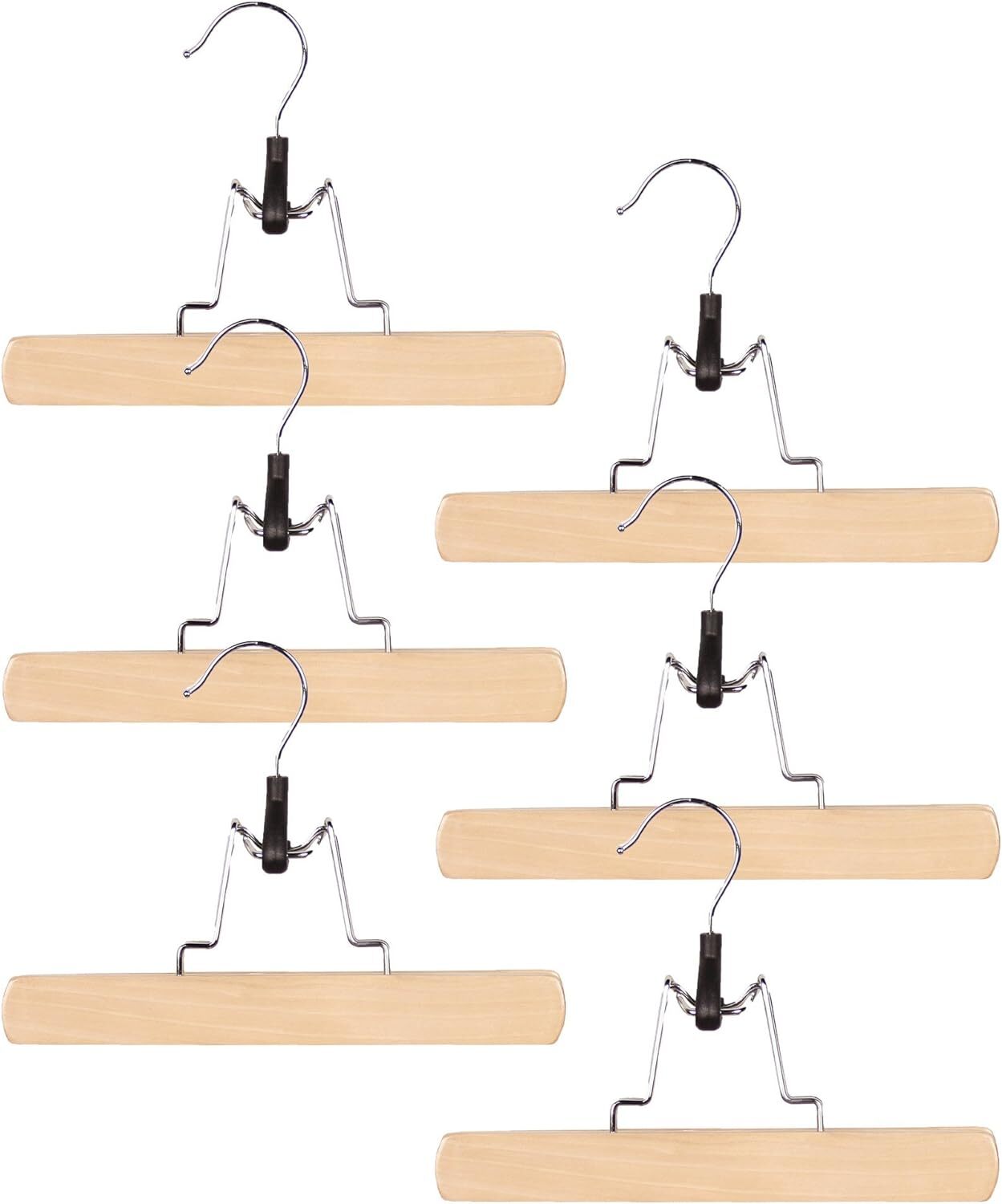 Natural Wood Pants Hangers Set Of 6 Non Slip 360 Swivel Space Saving Design
