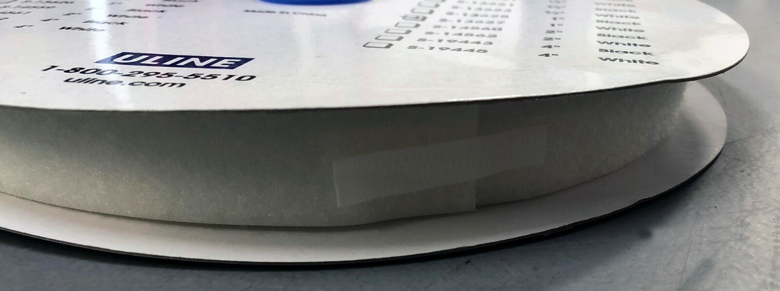 Uline S-13627 - Sew-on Strips - Loop, White, 1" x 75'