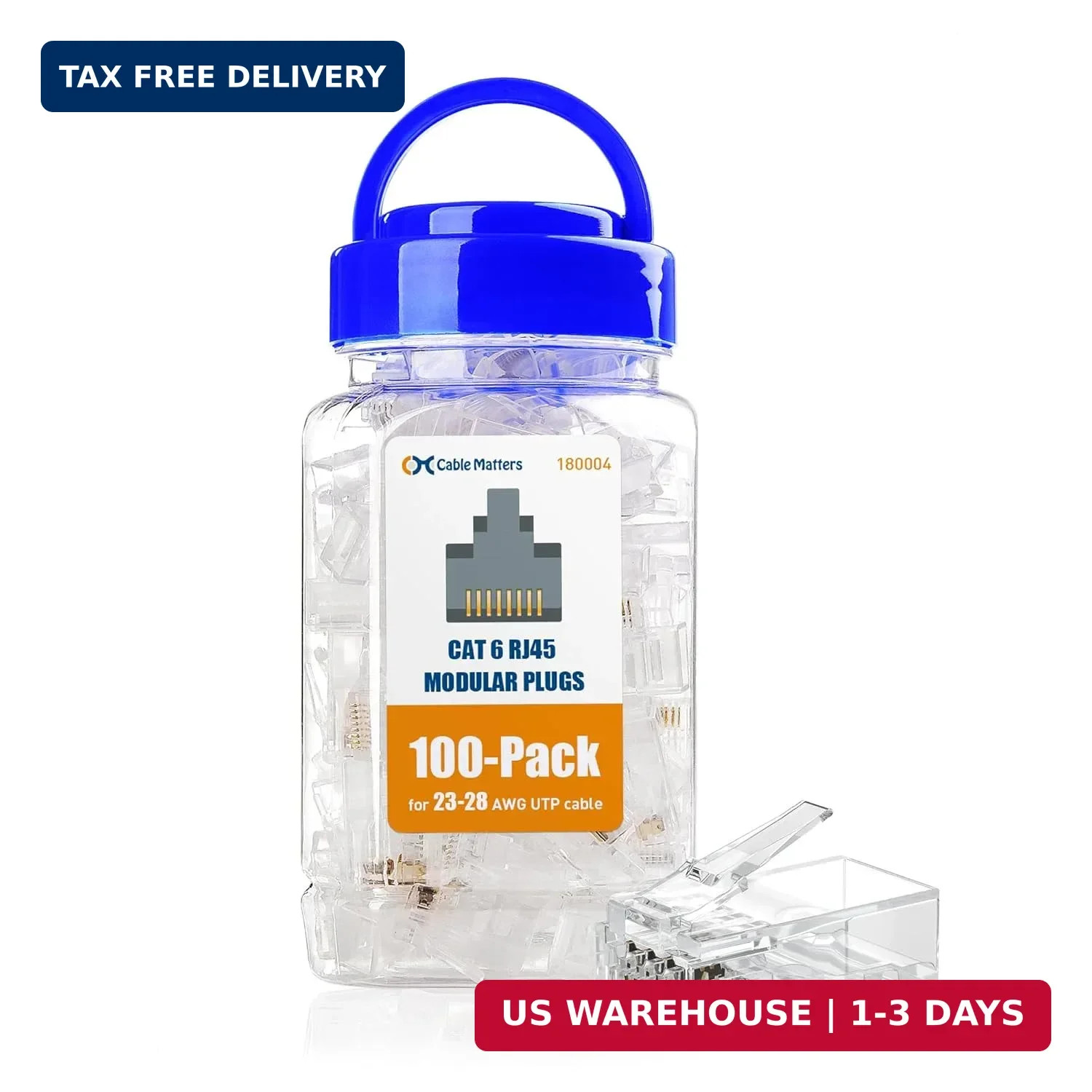 100-Pack 10Gbps Cat6 RJ45 Modular Plugs, RJ45 Connector | 50µ Gold Plated, Cat 6