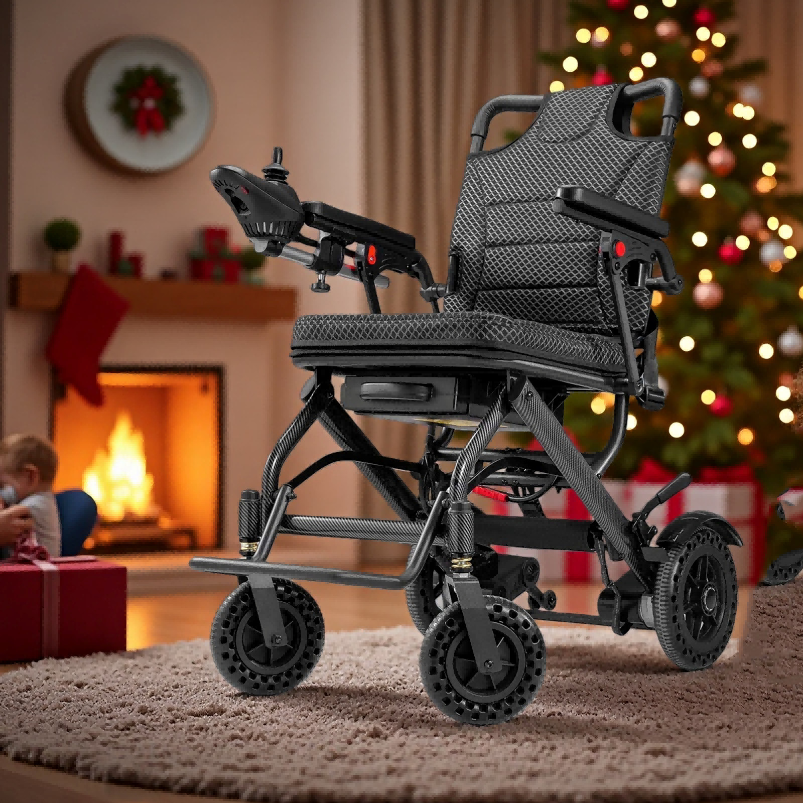 Lightweight 38lb Foldable Electric Wheelchair Intelligent 300Lbs All Terrain FDA