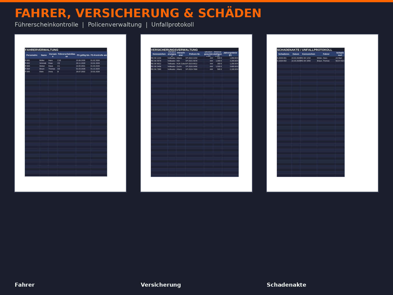 Vehicle Management Fleet Software Excel | Freight Forwarding Fleet Management TÜV