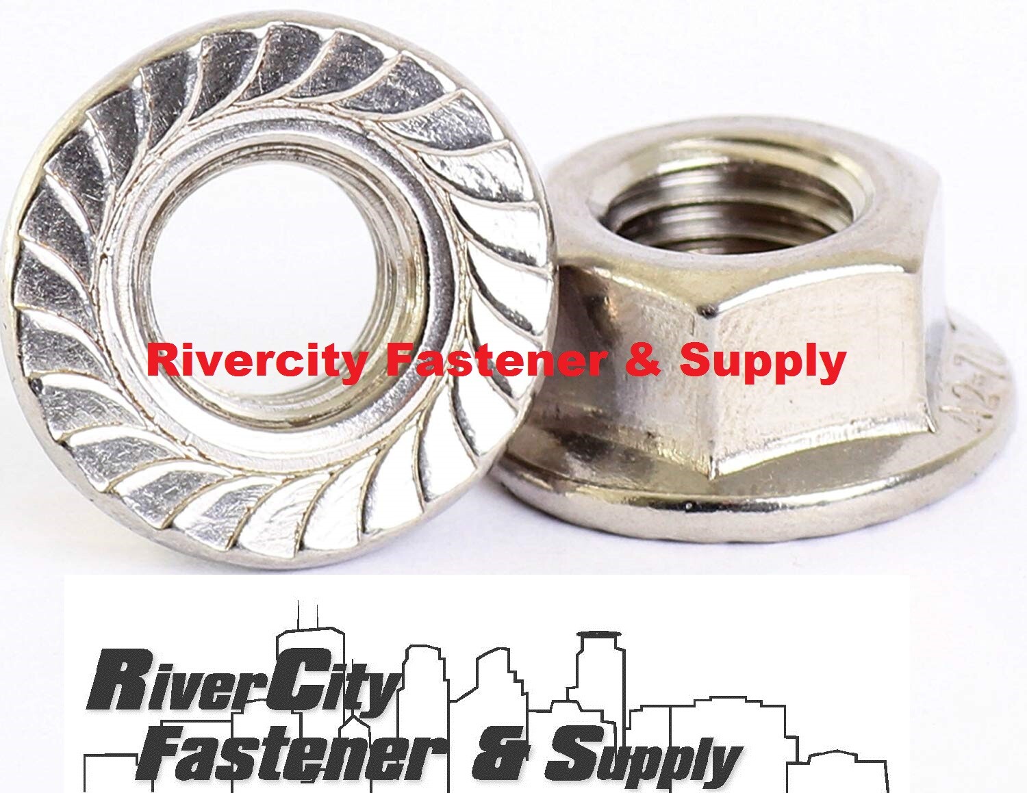 (2) M10-1.25 Stainless Steel Metric Serrated Hex Flange Nuts M10x1.25 10mmx1.25