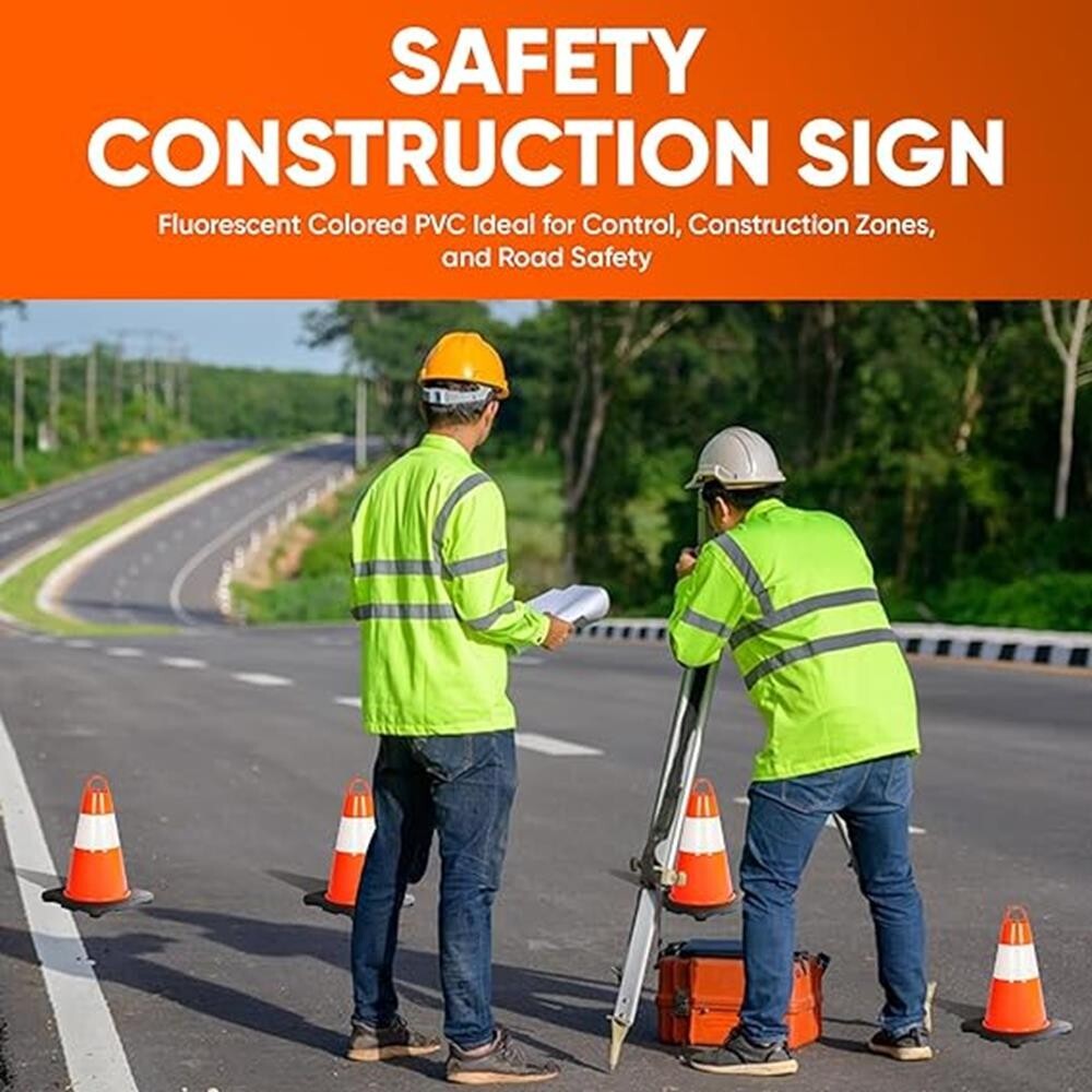 Pyle 12" PVC Cone - 12 Pieces High Visibility Structurally Stable for Traffic