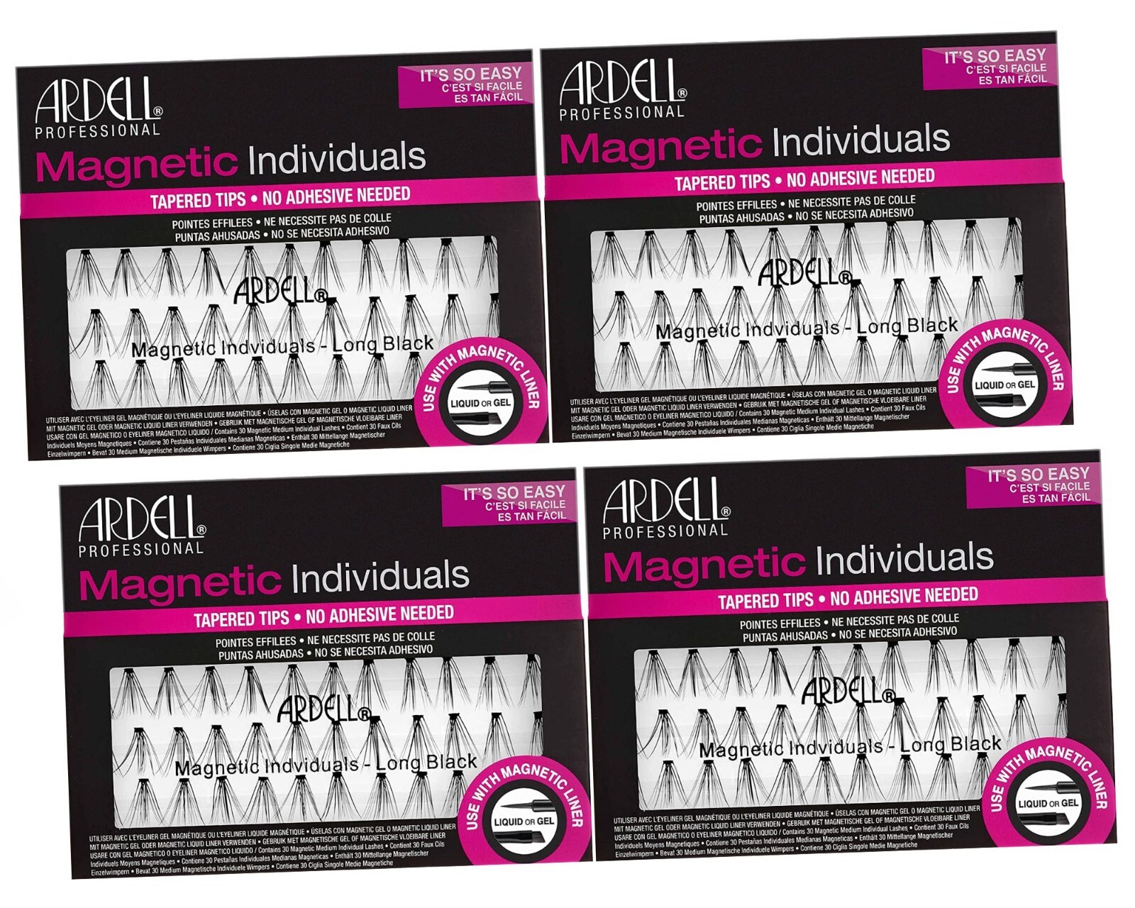 Ardell Professional False Eyelashes Magnetic-Long 4pack Combo