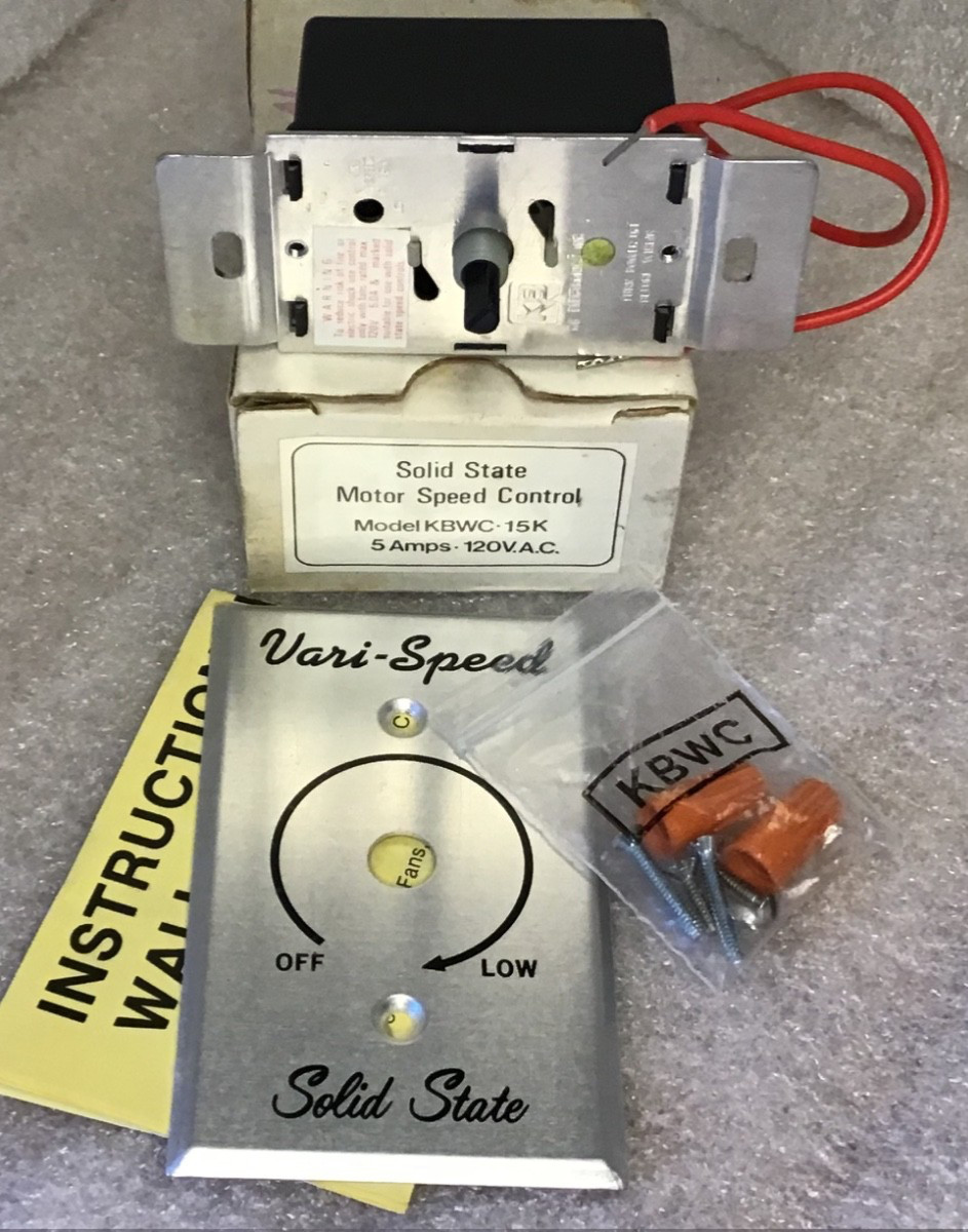 KB ELECTRONICS KBWC-15K SOLID STATE MOTOR CONTROL SPEED SWITCH Varispeed No Knob