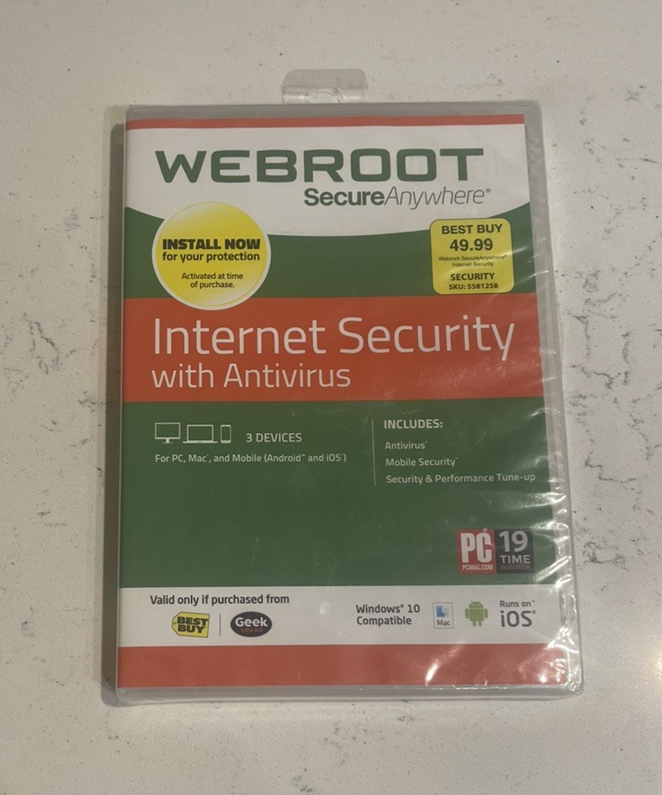 Webroot Secure Anywhere Internet Security With Antivirus - Factory Sealed!