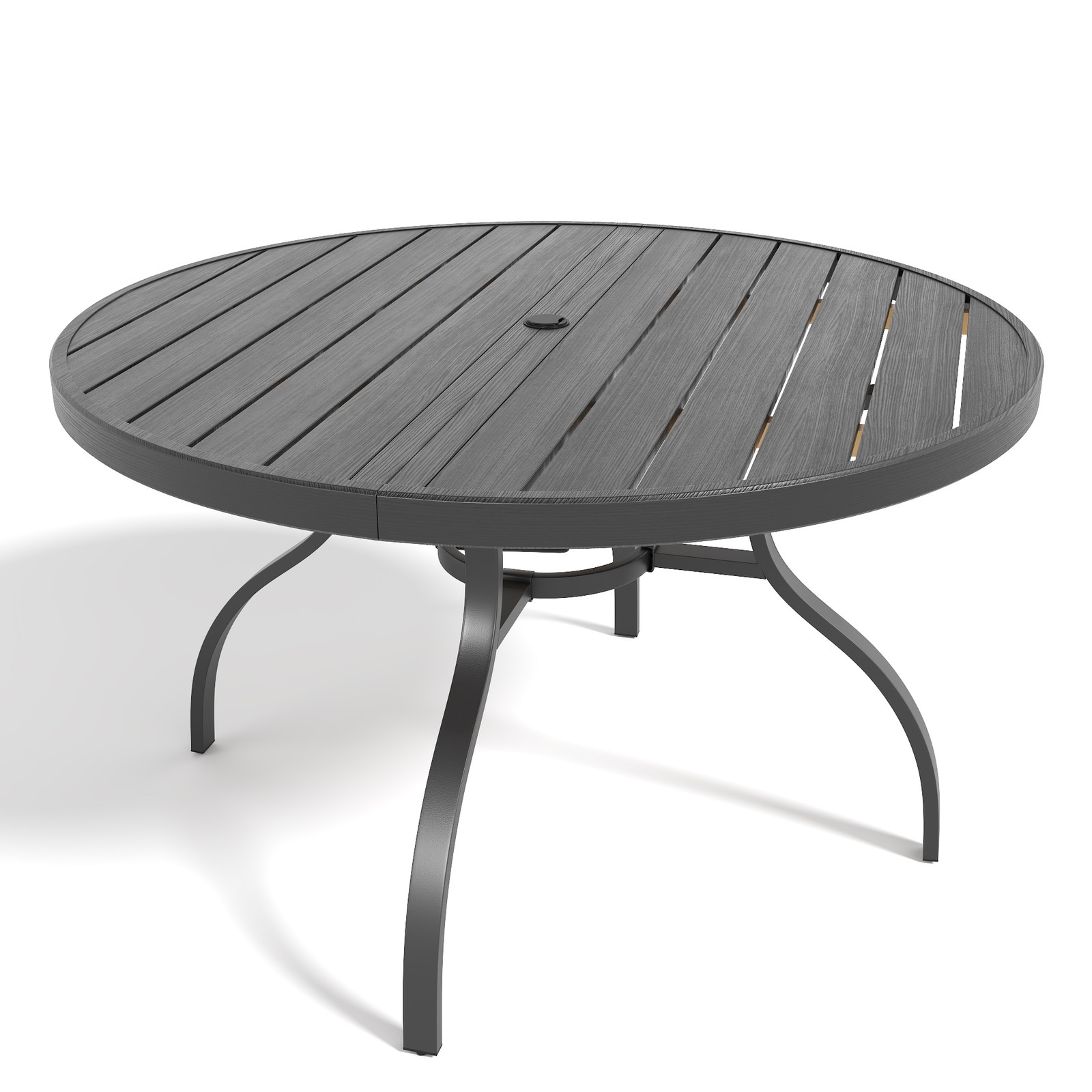 41"Round Metal Patio Dining Table W/Umbrella Hole for Garden Patio Balcony Black