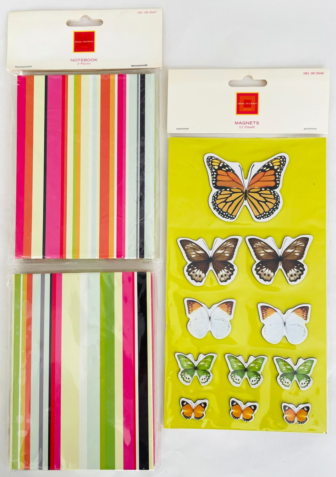 ISAAC MIZRAHI Butterflies magnets 11 2 Pk notebooks lime green paper 2007 Target