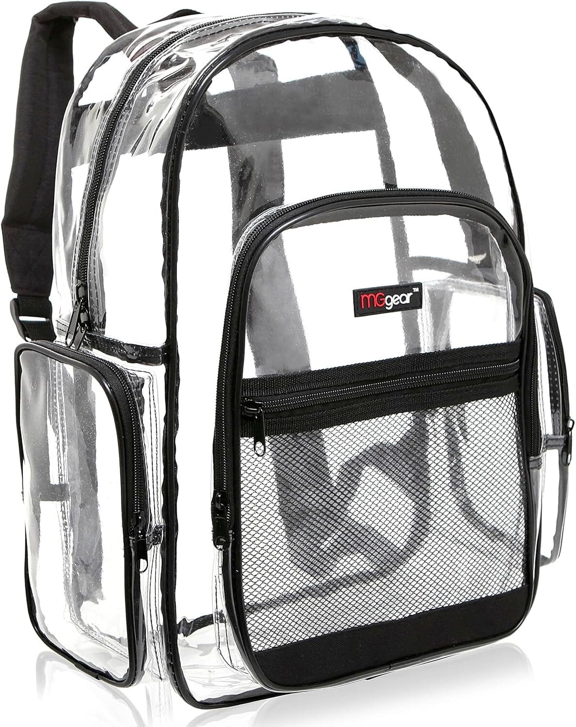 Clear Transparent See Thru School Security PVC School Backpack with Black Trim