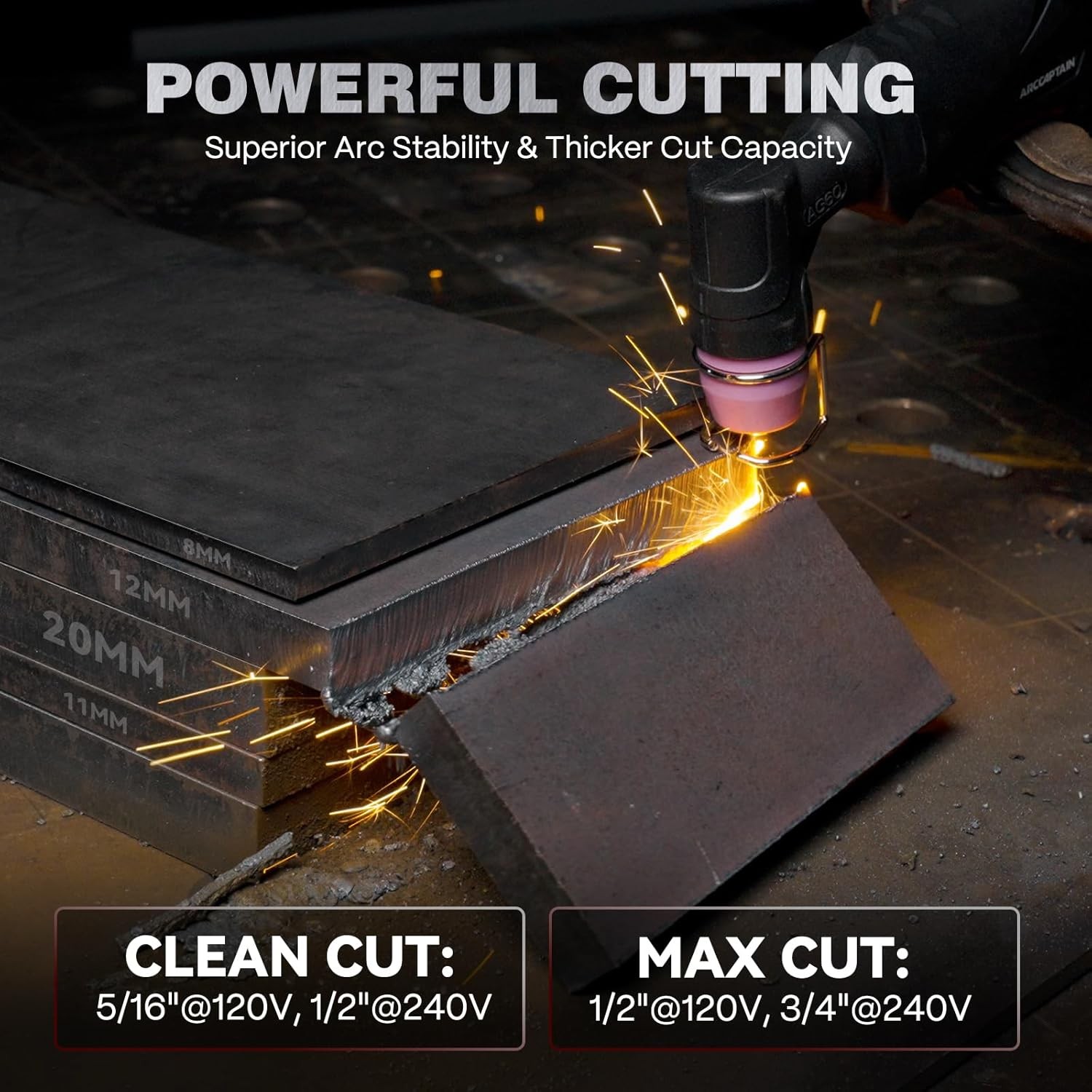 ARCCAPTAIN Plasma Cutter 55A Pilot Arc Air Plasma Cutting Machine Dual Voltage