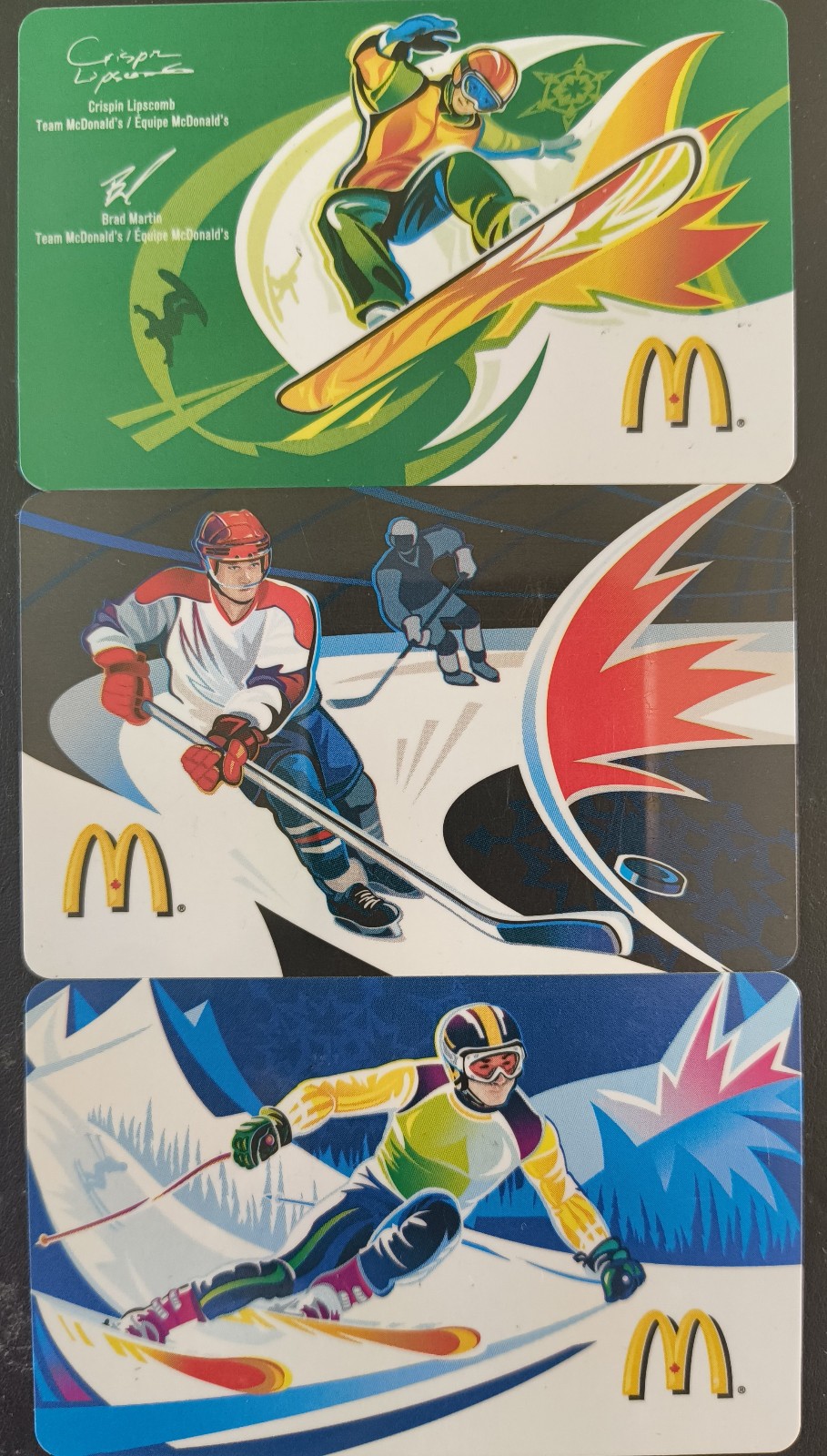 3 Mcdonald's gift cards team Canada 2009