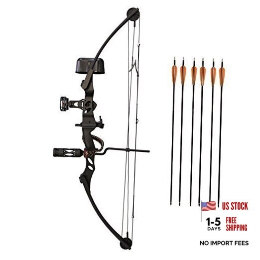 SAS Siege 55 lb Compound Bow Target Shooting (Black Pro Package)
