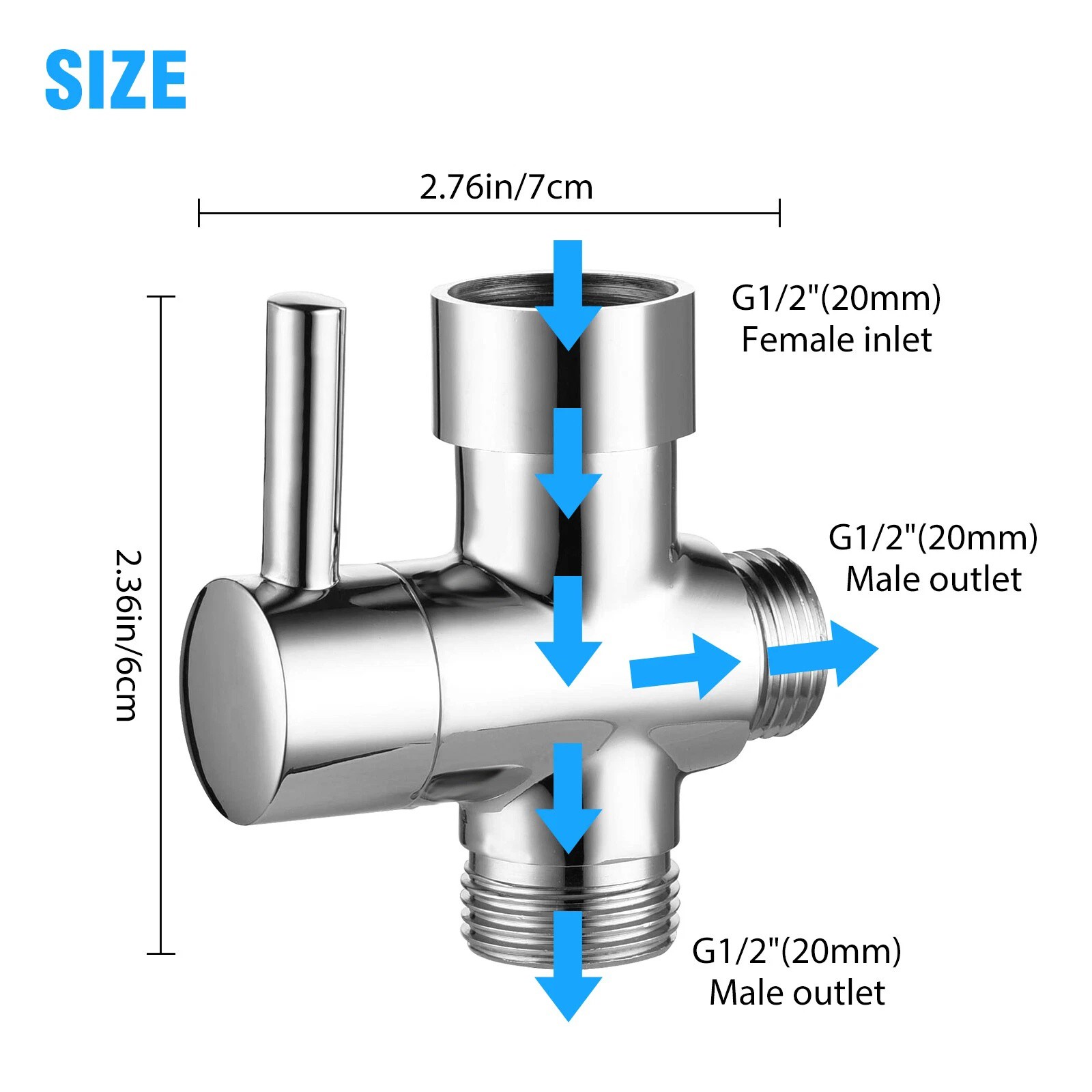 Brass Diverter Valve 1/2in Connection High Pressure Switching Handheld Fixed
