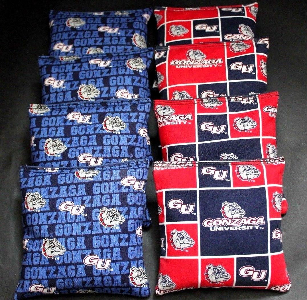 8 CORNHOLE BEANBAGS made w GONZAGA University Bulldogs Fabric , ACA reg bags
