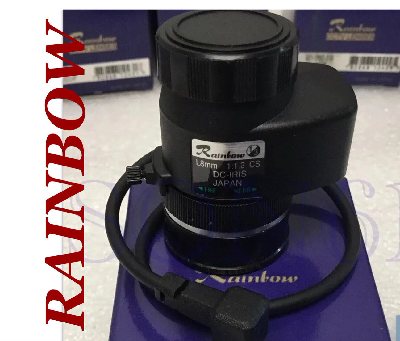 Rainbow Lens L8DC4P 8mm 1/3 Auto DC IRIS 1:1.2 CS 4 CCTV Surveillance Camera NEW