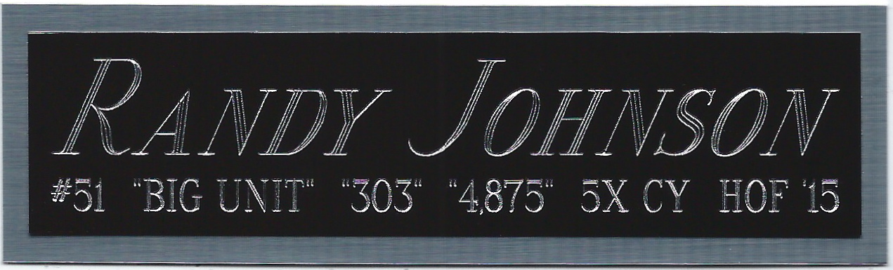 RANDY JOHNSON BIG UNIT NAMEPLATE FO AUTOGRAPHED SIGNED BASEBALL-BAT-JERSEY-PHOTO