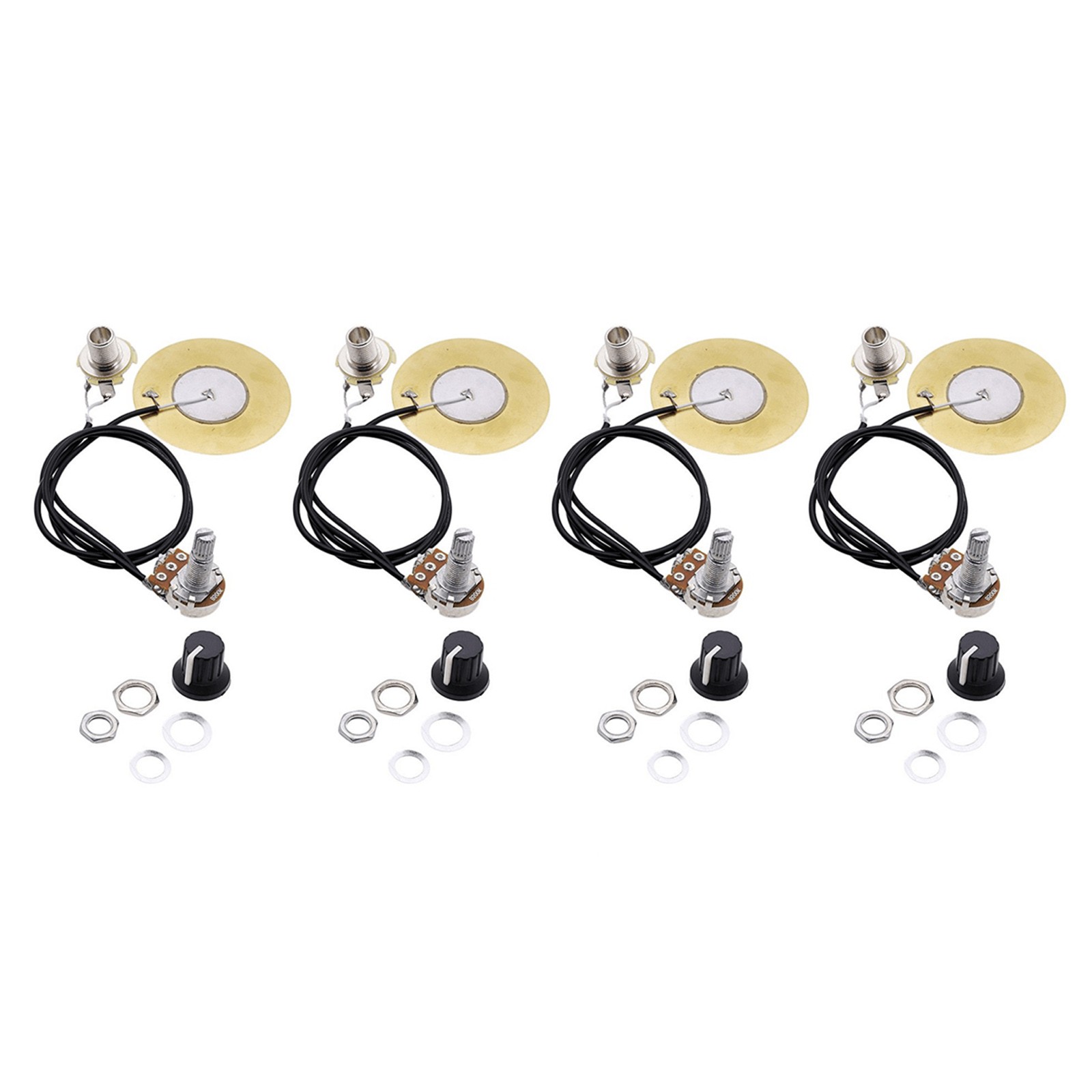 4Pcs 50MM Guitar Piezo Transducer Pickup Open Pickup With Potentiometer