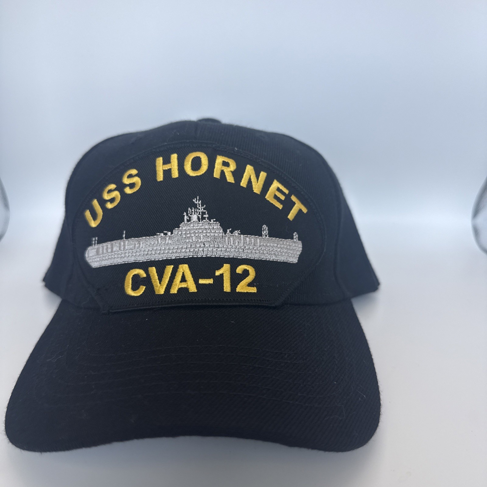 U.S. NAVY USS HORNET CVA-12 TRUCK HAT BASEBALL CAP IN BLACK
