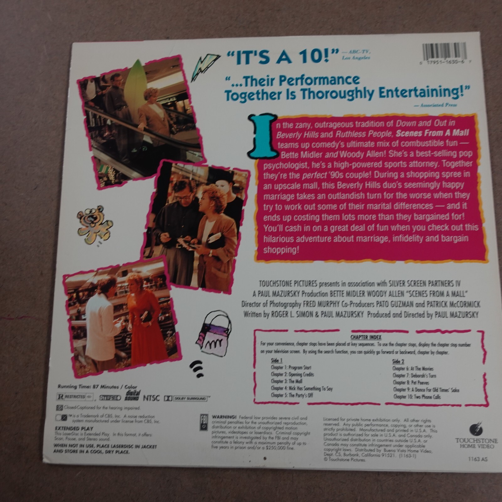 Scenes From A Mall Laserdisc Ld Movie