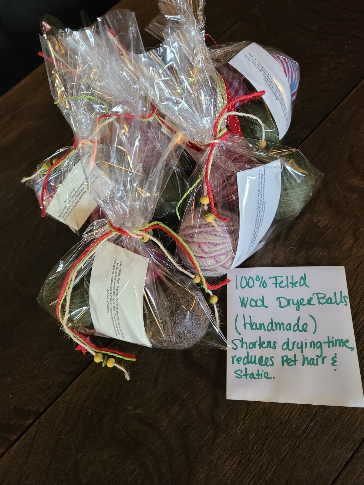 HandMade Felted Wool Dryer Balls  (Set of 4)