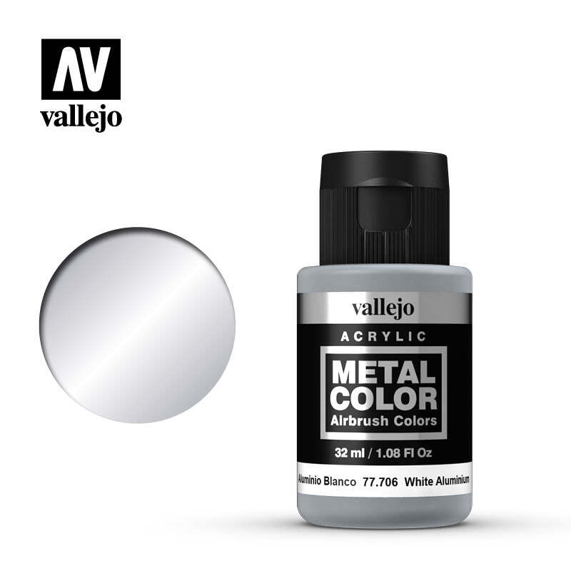 Vallejo 77706 Metal Color White Aluminum Acrylic Paint 35ml - US