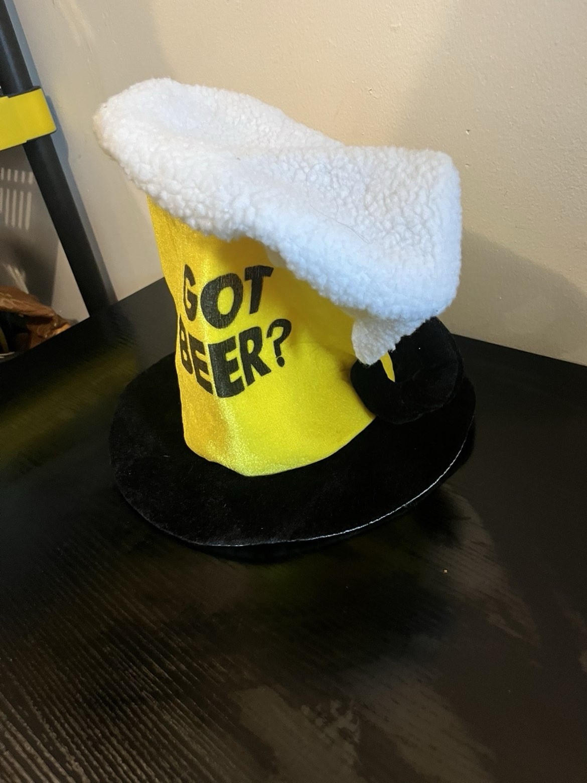 Got Beer? Beer Theme Costume Top Hat Yellow Black White Adult Unisex